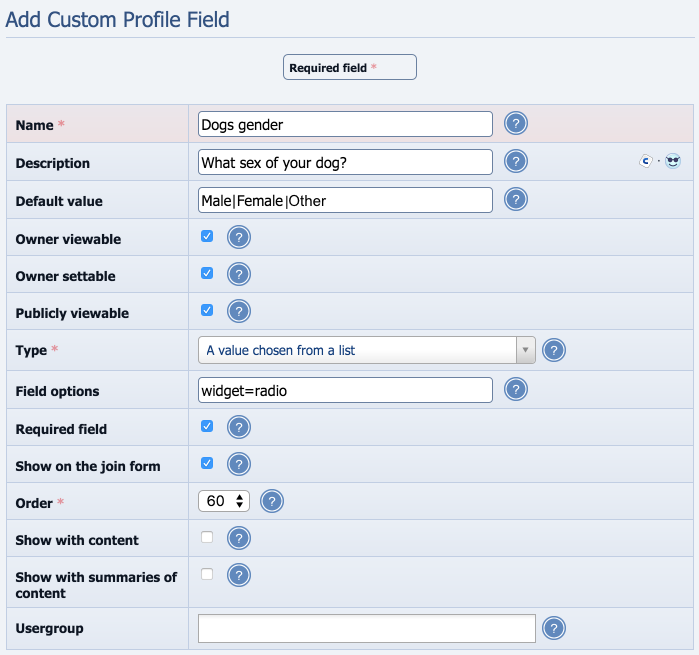 Use radio buttons on your custom profile fields