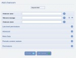 The administration screen to add a chatroom