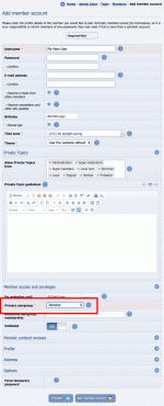 Adding members manually in the Admin Zone, highlighting how we can set the initial usergroup